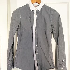 J. Crew black-and-white striped button down XS